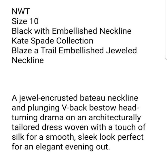 Kate Spade Blaze A Trail Open Back Embellished Dress W/Pockets NWT $548 Sz.10 - Picture 9 of 11